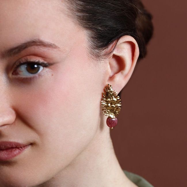 PENDIENTES ACERO COLGANTE PIEDRA