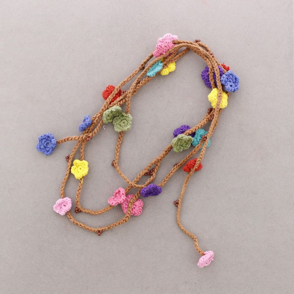 COLLAR LARGO MULTIFUNCIONAL FLORES CROCHET