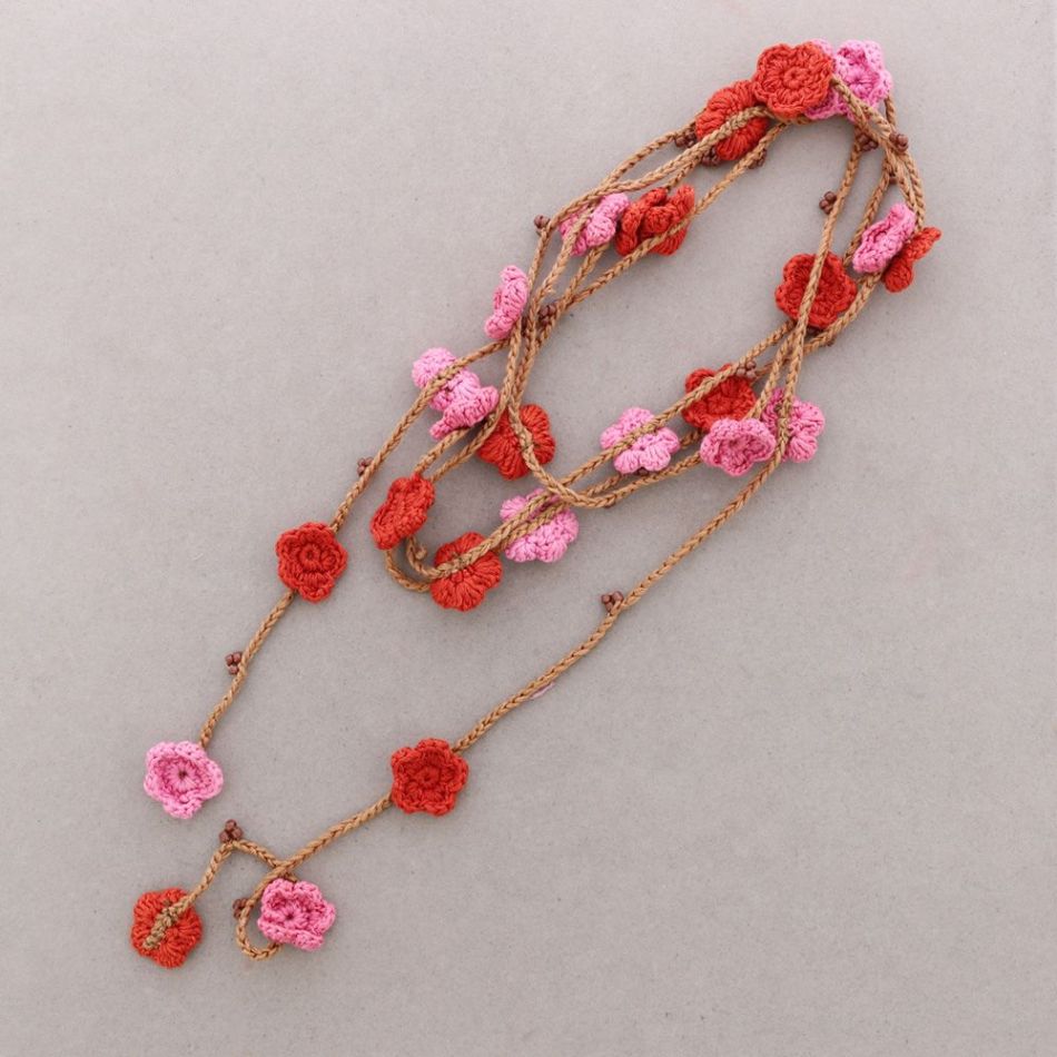 COLLAR LARGO MULTIFUNCIONAL FLORES CROCHET