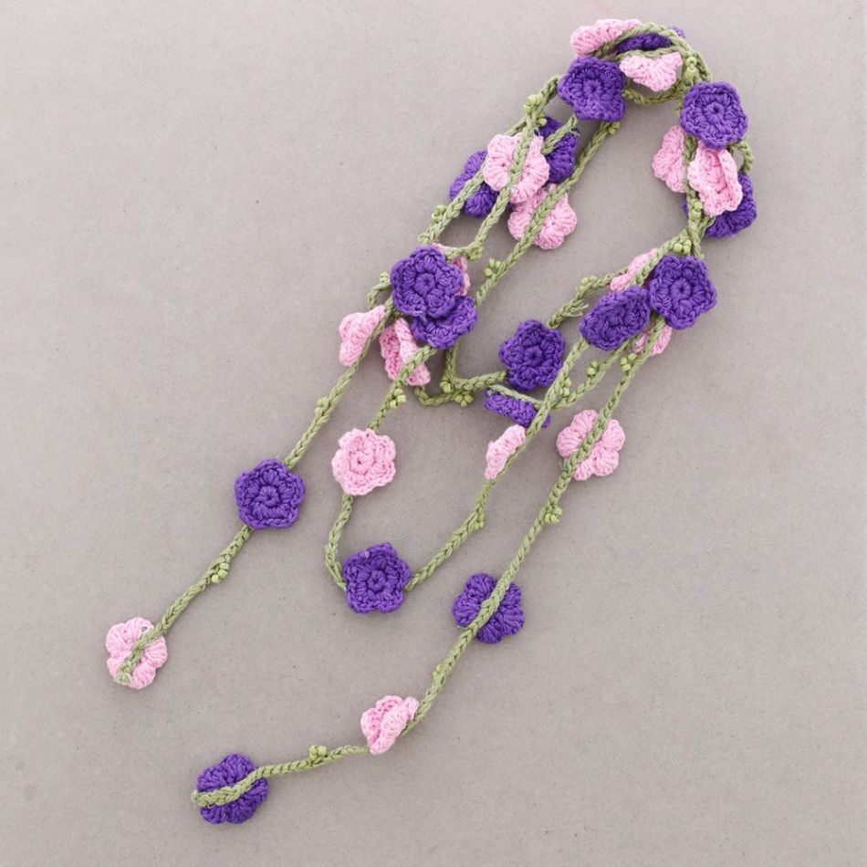 COLLAR LARGO MULTIFUNCIONAL FLORES CROCHET