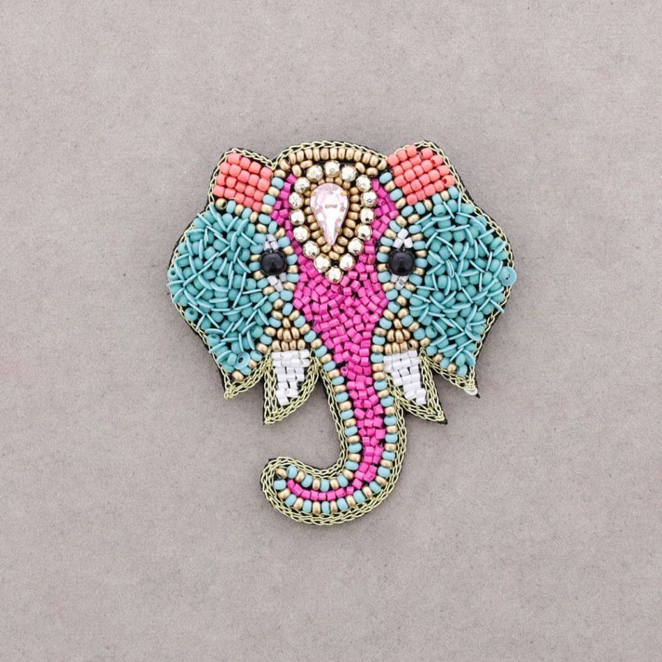BEADED ELEPHANT BROOCH