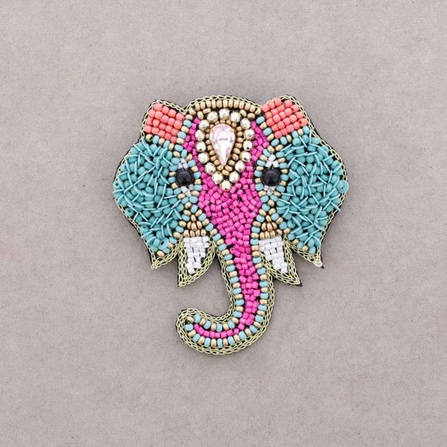 BEADED ELEPHANT BROOCH