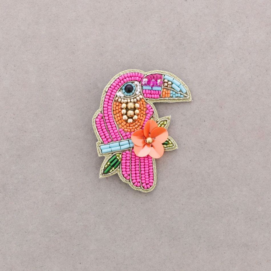 BROCHE PÁJARO ABALORIOS