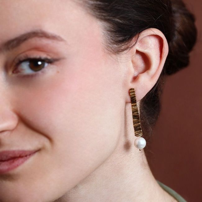 PENDIENTES ACERO COLGANTE IMITACIÓN PERLA