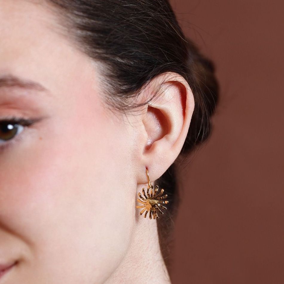 PENDIENTES ACERO COLGANTE FLOR