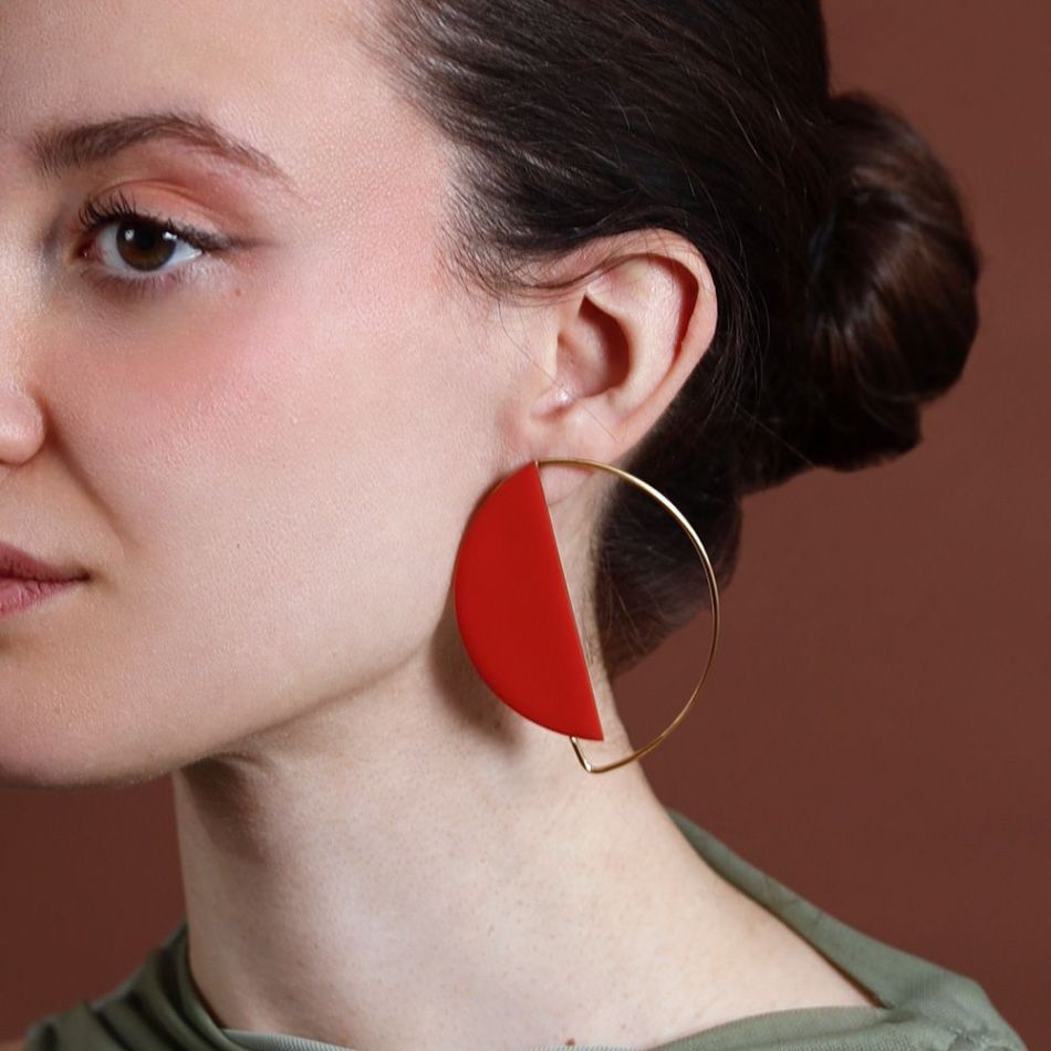 PENDIENTES ACERO FORMA GEOMÉTRICA ESMALTE