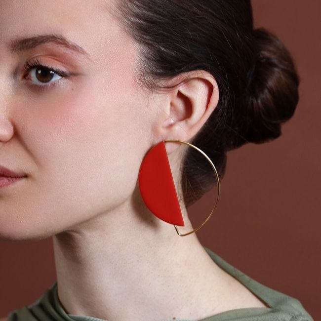 PENDIENTES ACERO FORMA GEOMÉTRICA ESMALTE