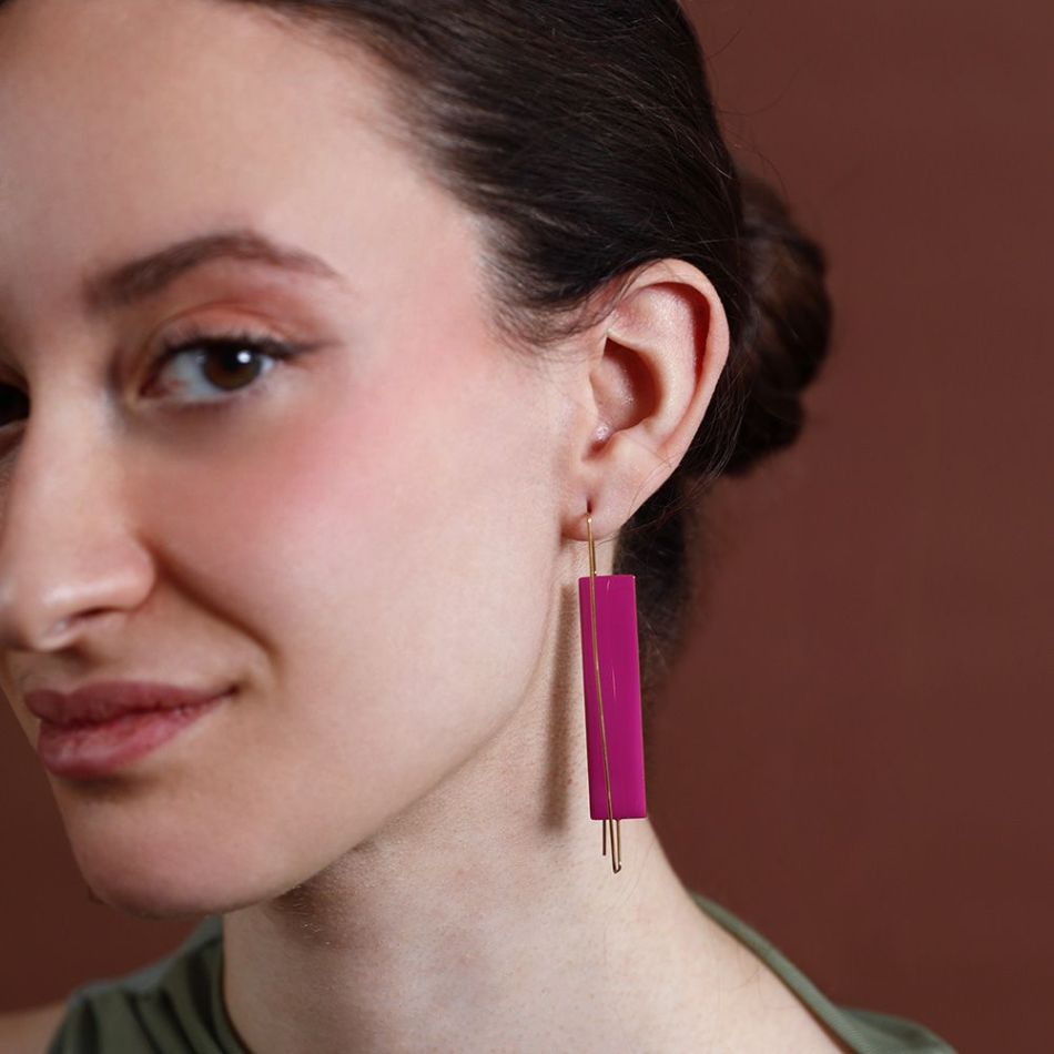 SQUARE CIRCLE ENAMEL STEEL EARRINGS