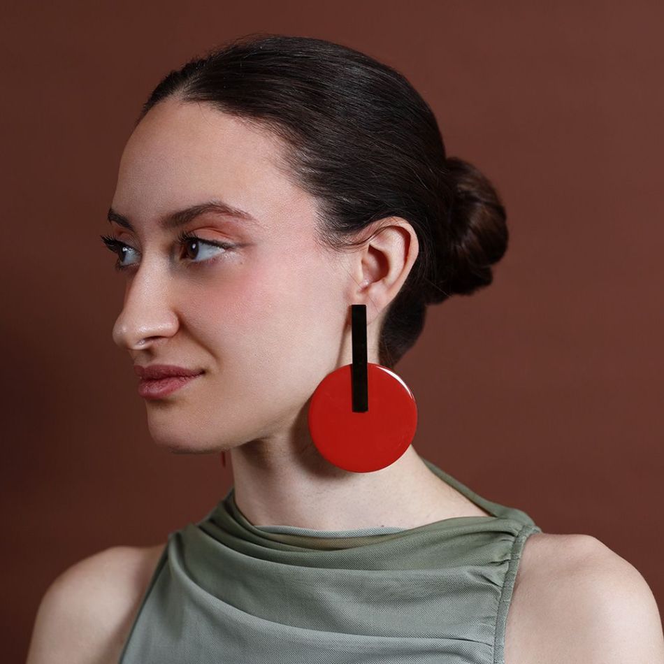 PENDIENTES ACERO COLGANTE MEDALLA ESMALTE