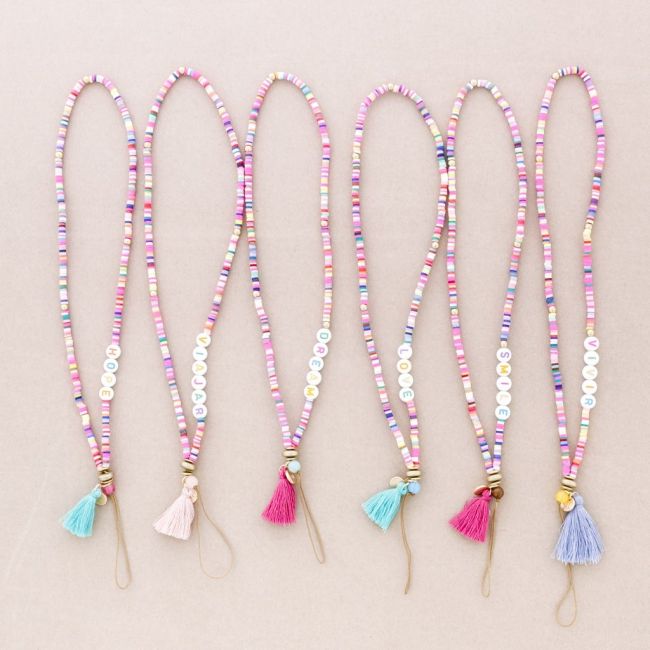 WRIST PHONE STRAP BEADS WORDS