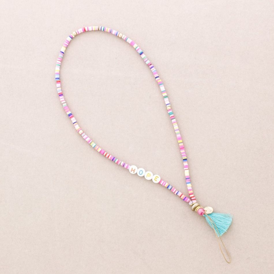 WRIST PHONE STRAP BEADS WORDS