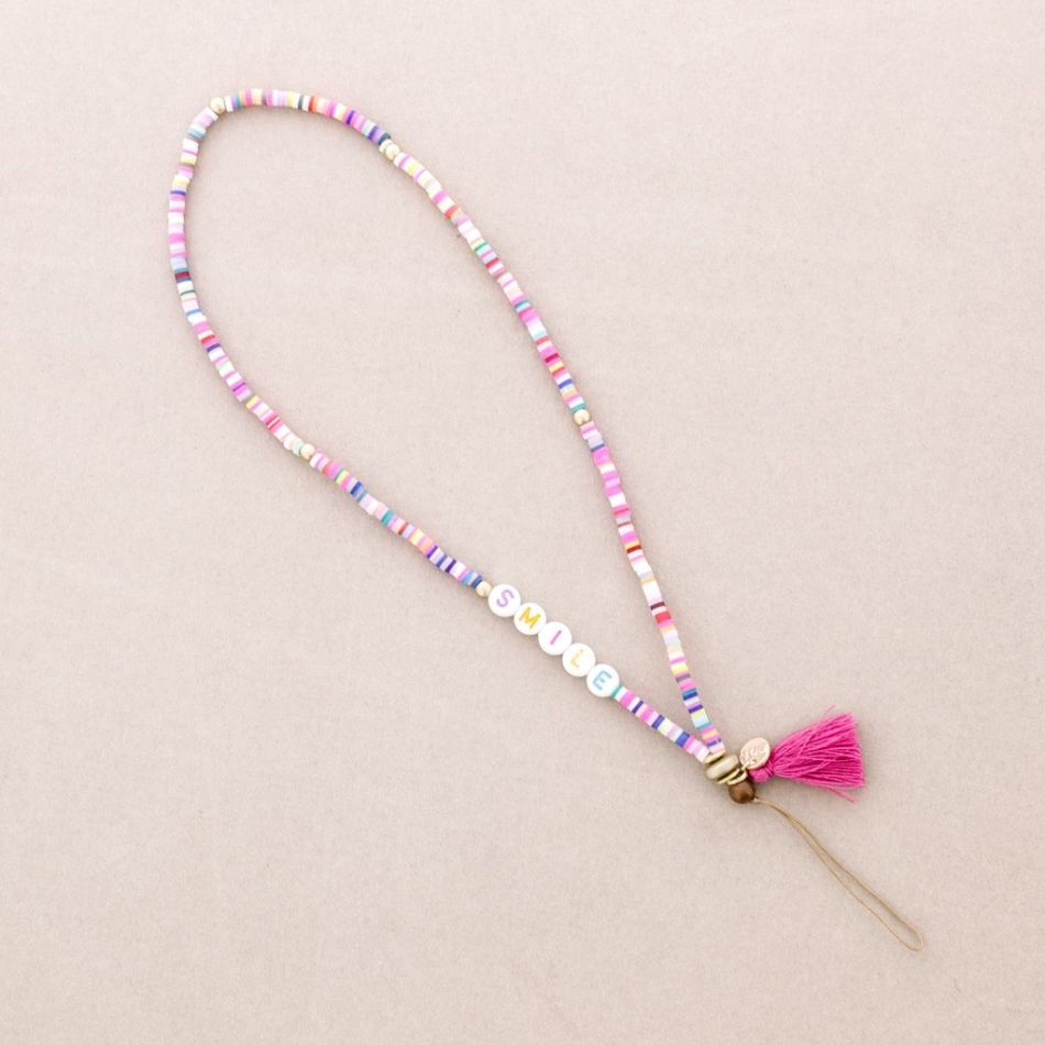 WRIST PHONE STRAP BEADS WORDS