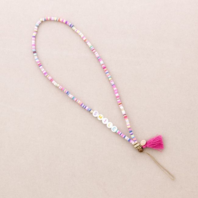 WRIST PHONE STRAP BEADS WORDS