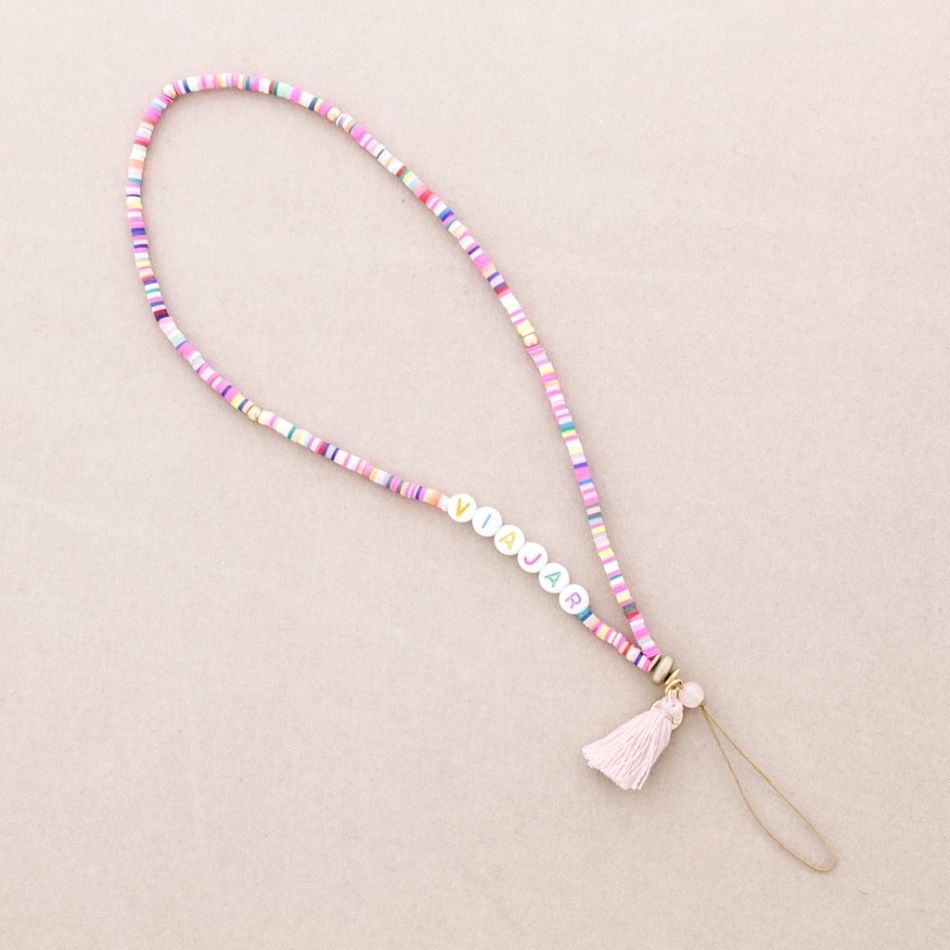 WRIST PHONE STRAP BEADS WORDS