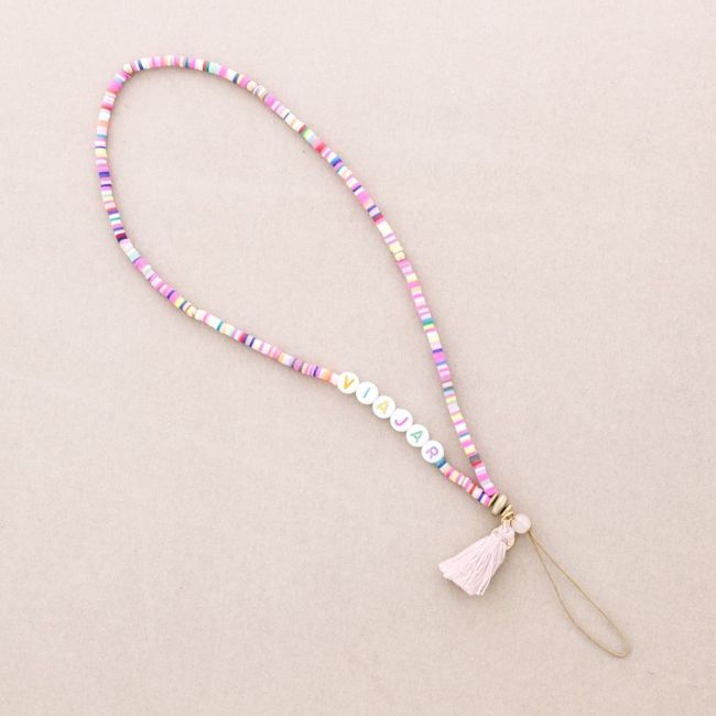 WRIST PHONE STRAP BEADS WORDS