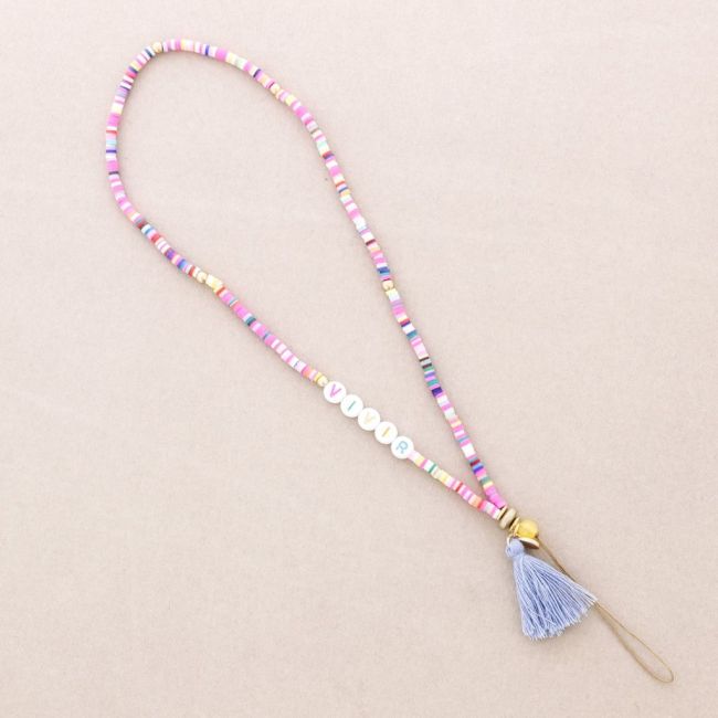 WRIST PHONE STRAP BEADS WORDS