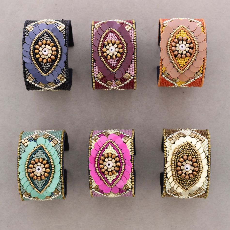 ADJUSTABLE TURKISH EYE SEQUIN BRACELET