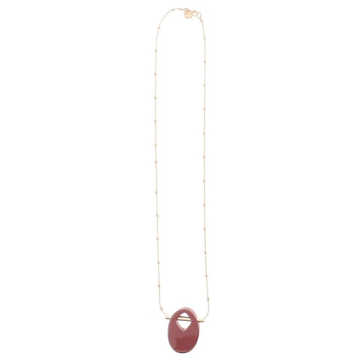 LONG NECKLACE, METAL AND RESIN PENDANT