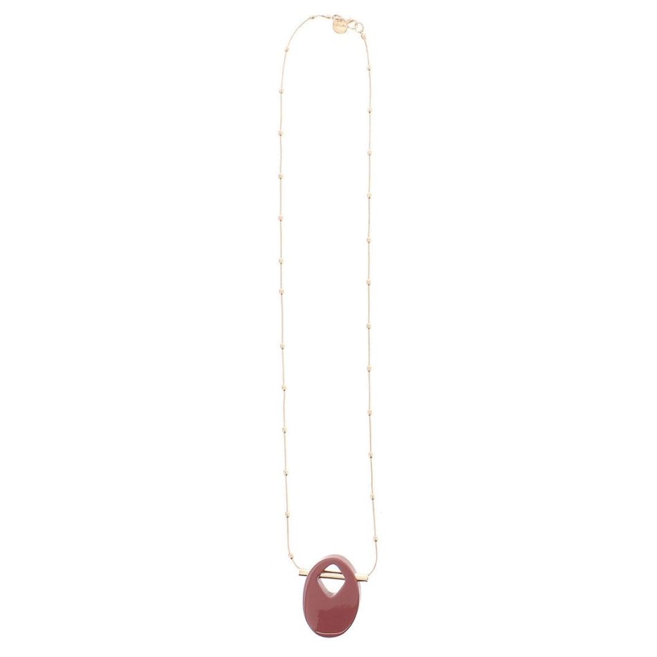 LONG NECKLACE, METAL AND RESIN PENDANT