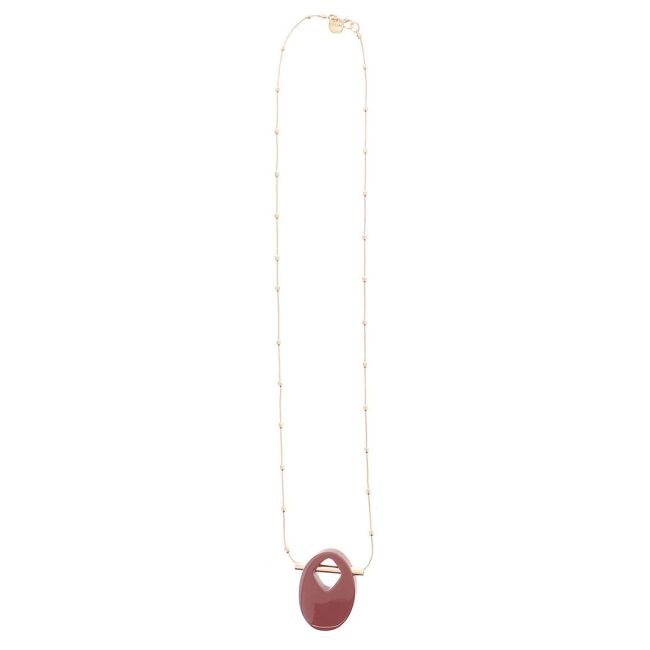 LONG NECKLACE, METAL AND RESIN PENDANT