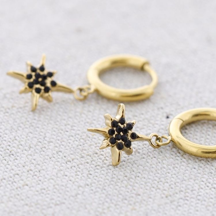 PENDIENTES ACERO ARO COLGANTE ESTRELLA POLAR CRISTALES