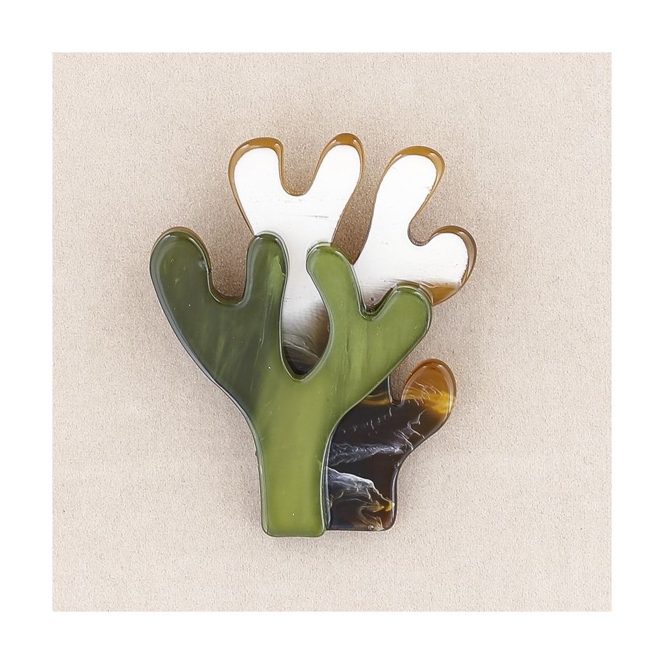 BROCHE DOBLE CORAL RESINA