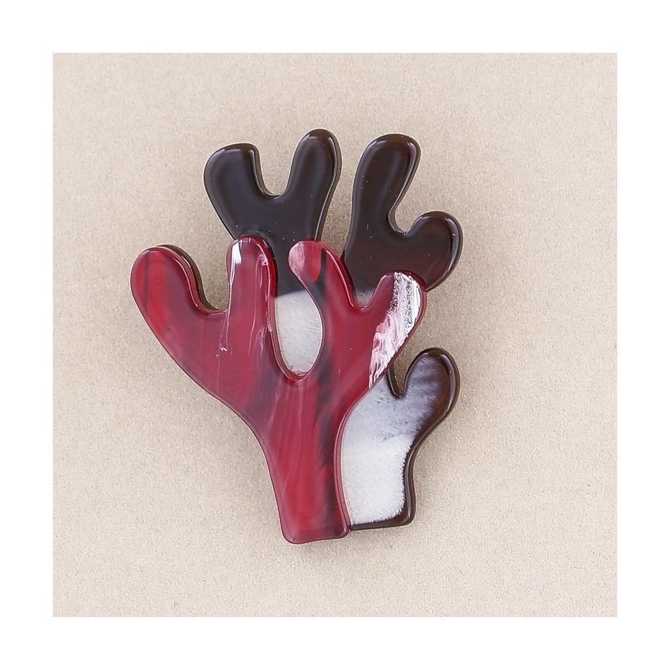 BROCHE DOBLE CORAL RESINA