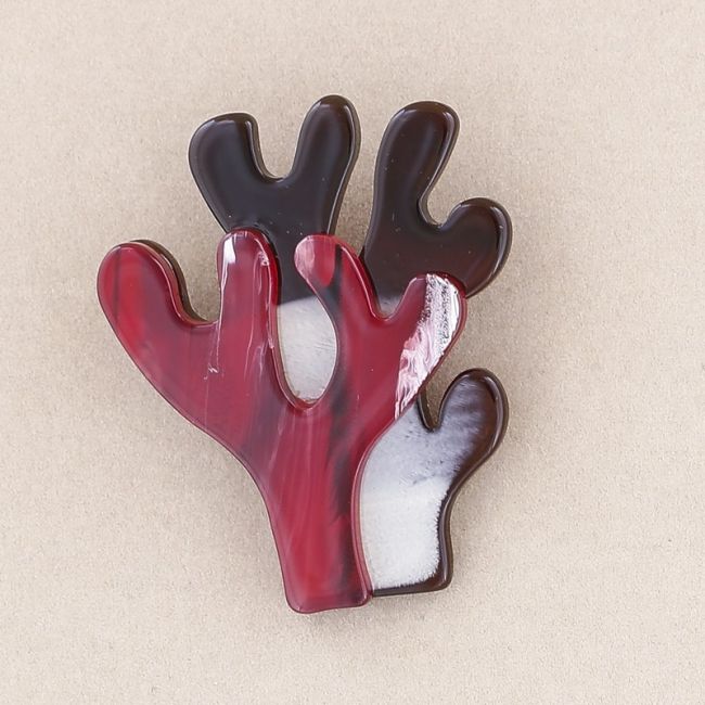 BROCHE DOBLE CORAL RESINA