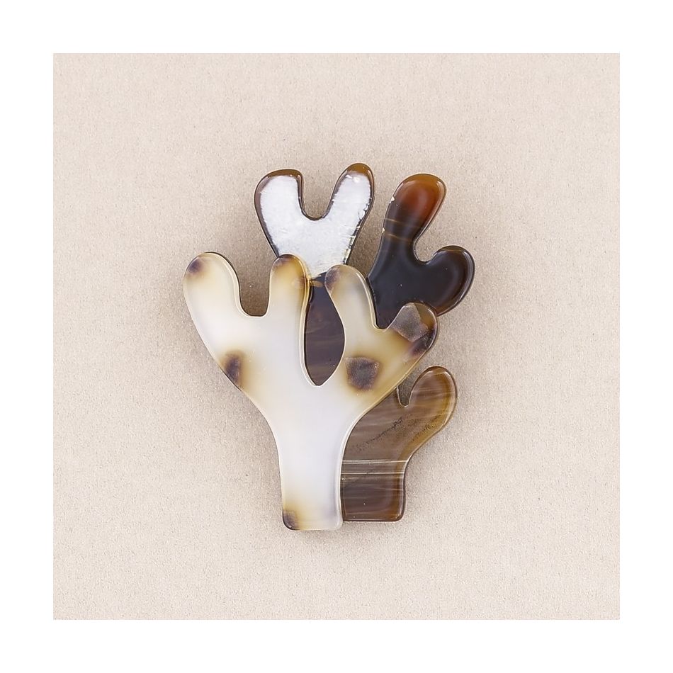 DOUBLE CORAL RESIN BROOCH