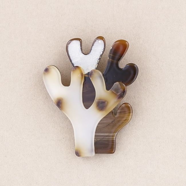 BROCHE DOBLE CORAL RESINA