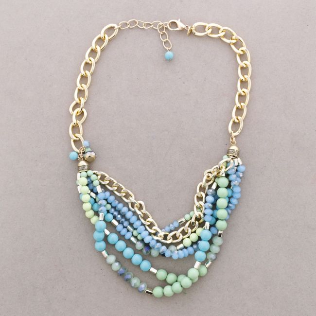 MULTI-STRAND FLOWER AND BEAD CHOKER