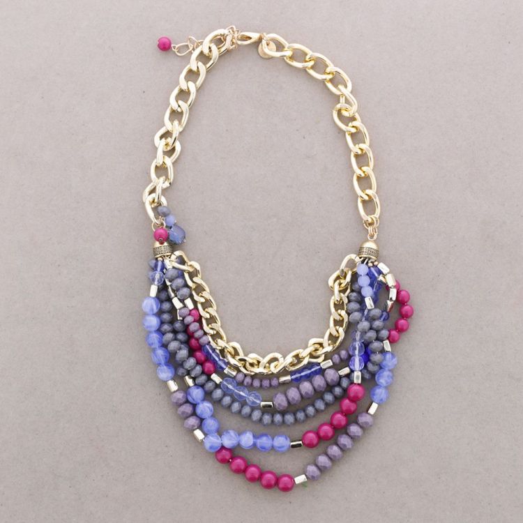MULTI-STRAND FLOWER AND BEAD CHOKER 2