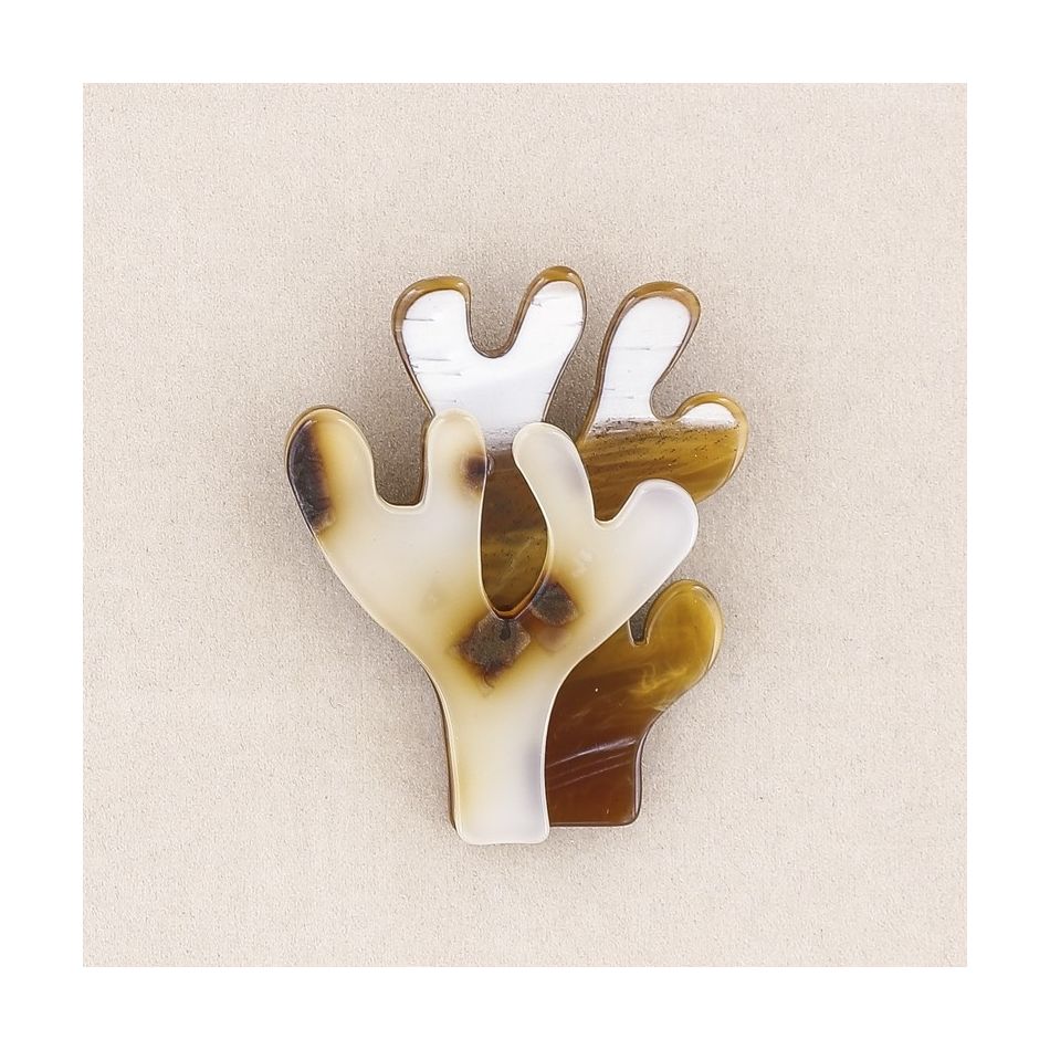 BROCHE DOBLE CORAL RESINA
