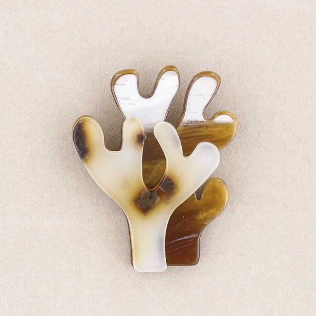 BROCHE DOBLE CORAL RESINA
