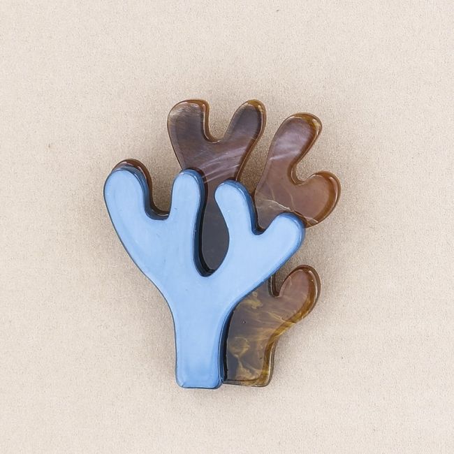 DOUBLE CORAL RESIN BROOCH