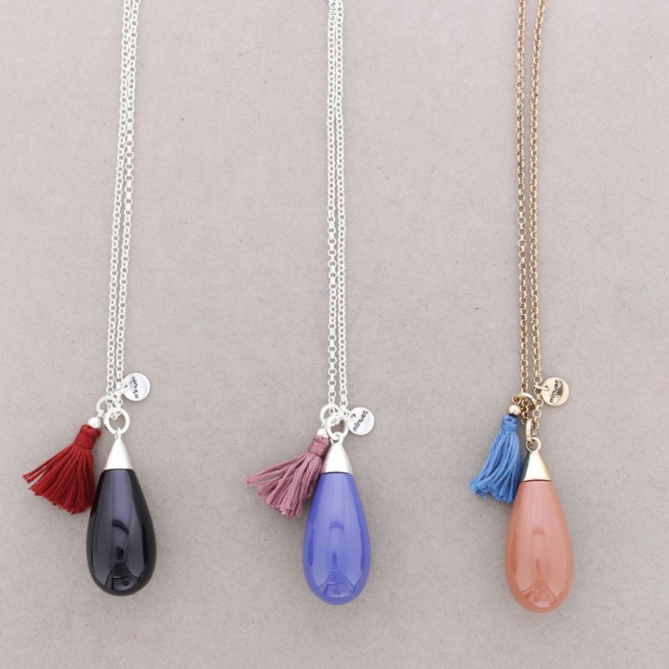 LONG PENDANT NECKLACE FRINGE RESIN