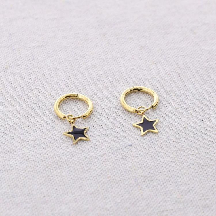 STEEL EARRINGS HANGING LITTLE ENAMEL STAR