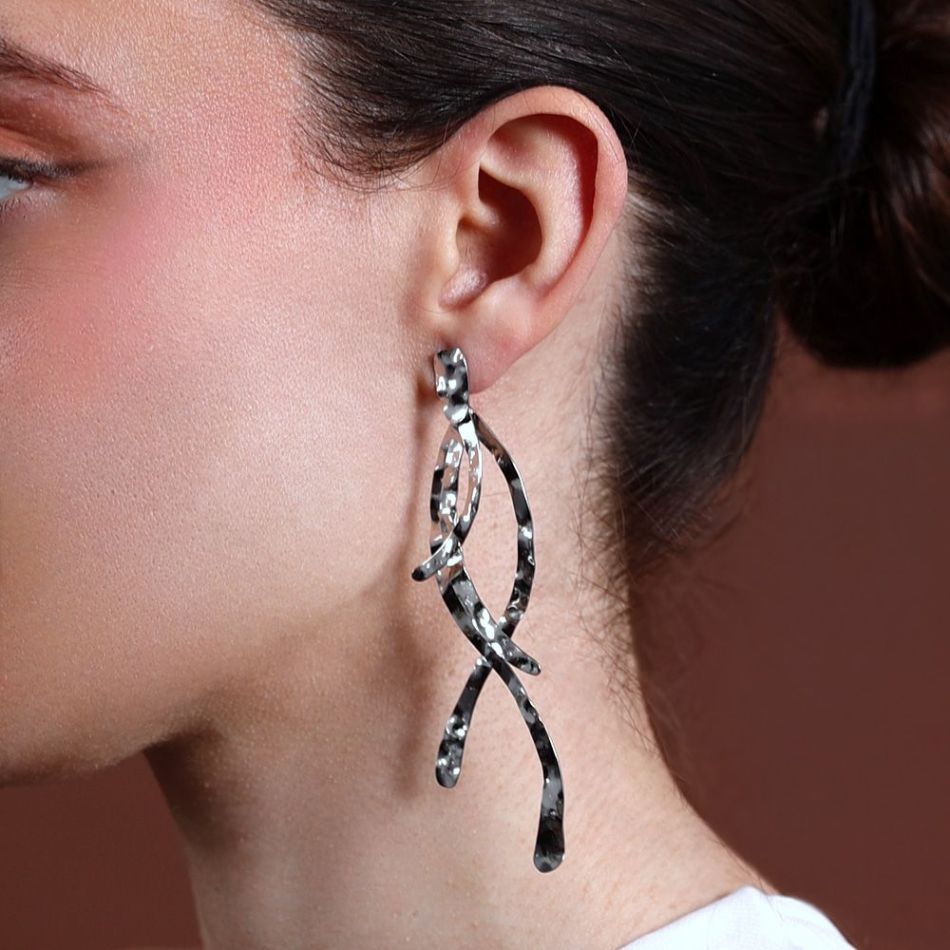 PENDIENTES ACERO TIRAS COLGANTES