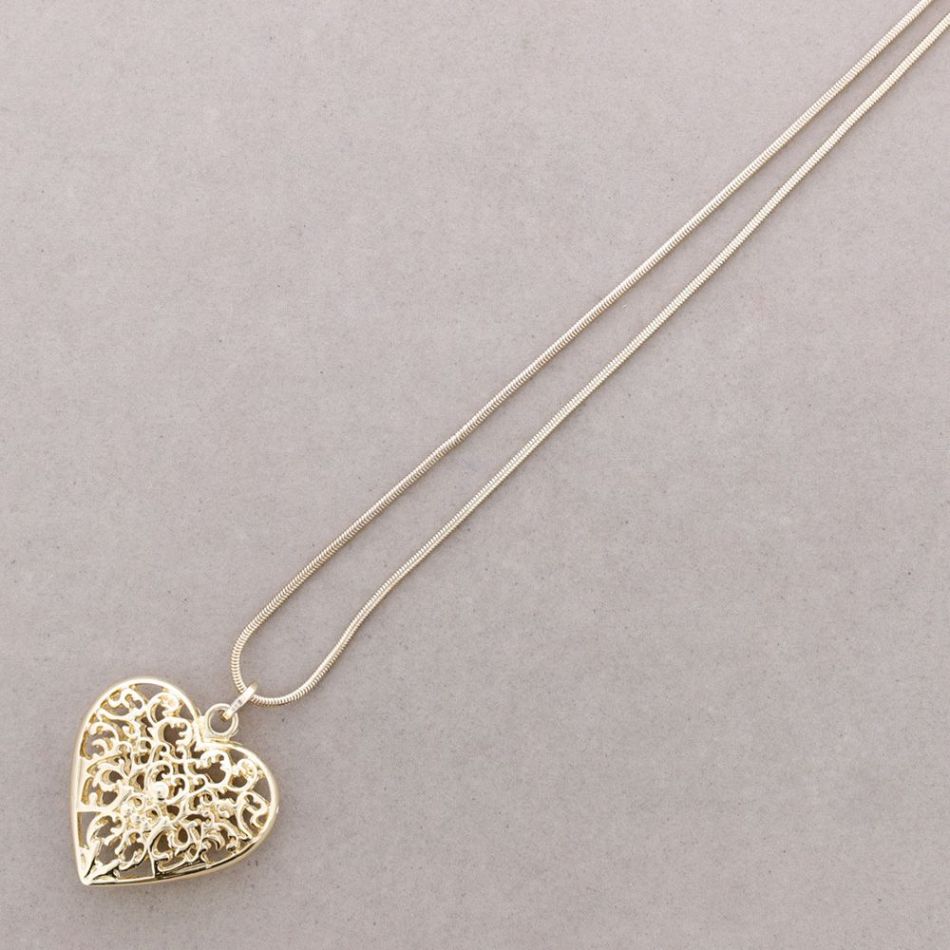 LONG PENDANT NECKLACE FILIGREE METAL
