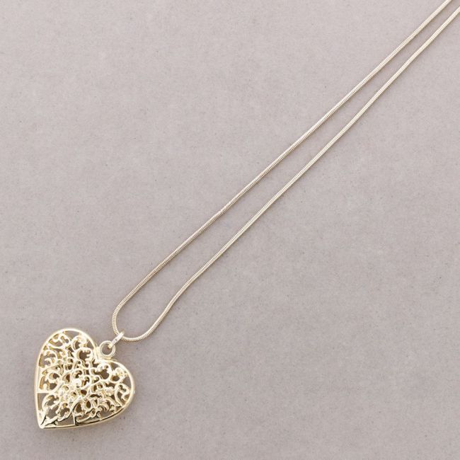 LONG PENDANT NECKLACE FILIGREE METAL