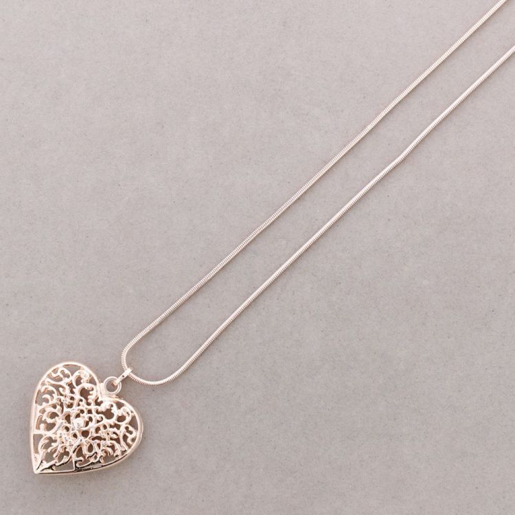 LONG PENDANT NECKLACE FILIGREE METAL