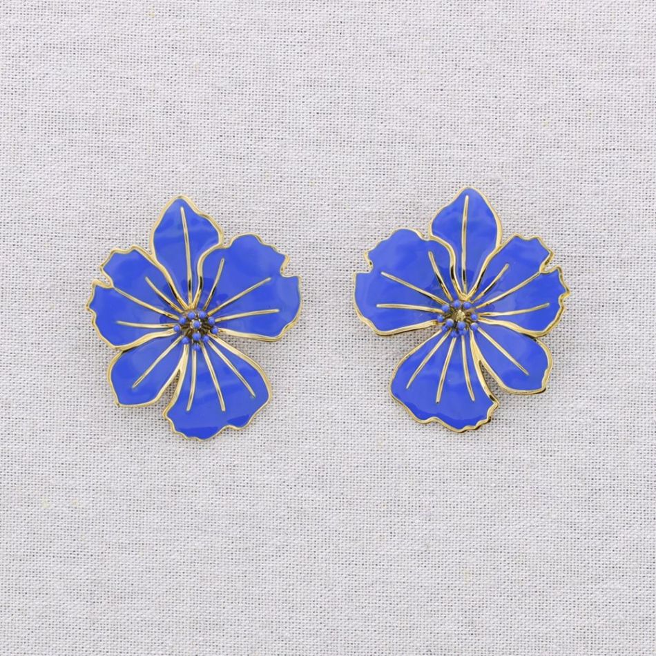 PENDIENTES ACERO FLOR ESMALTE