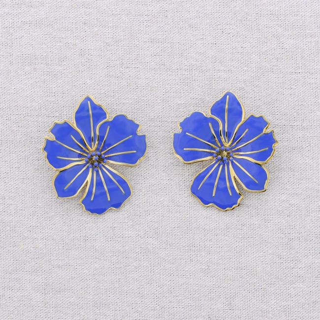 ENAMEL FLOWER STEEL EARRINGS