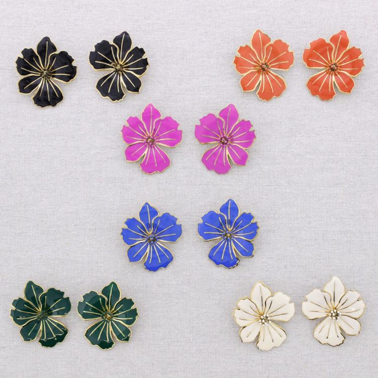 ENAMEL FLOWER STEEL EARRINGS 2