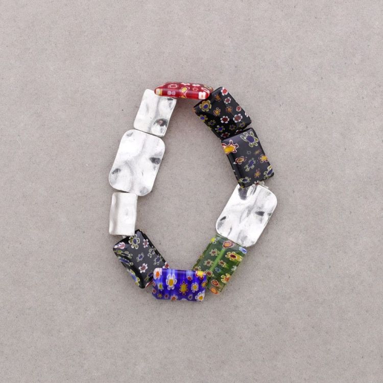 BEADED METAL AND CRYSTAL BRACELET