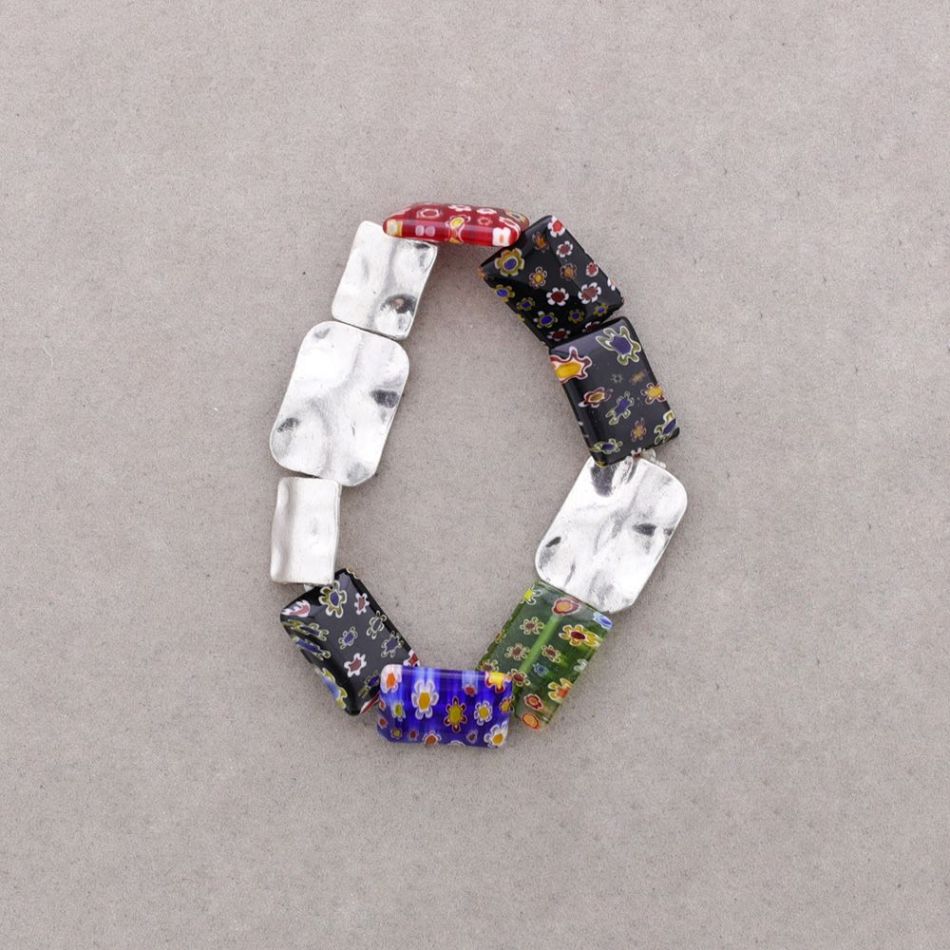 PULSERA CUENTAS METAL CRISTAL