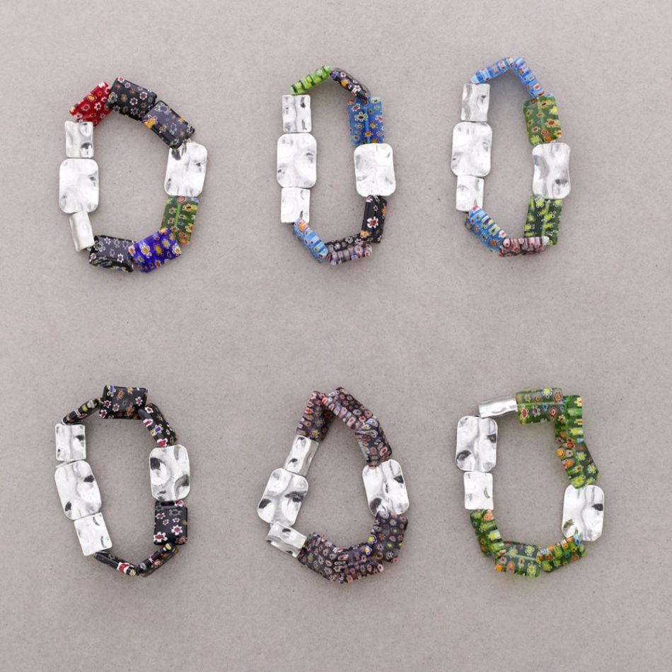 BEADED METAL AND CRYSTAL BRACELET