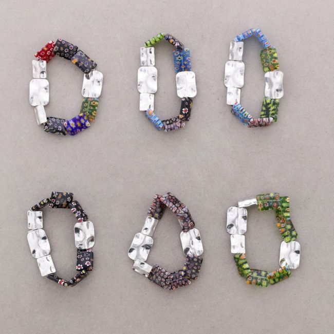 PULSERA CUENTAS METAL CRISTAL