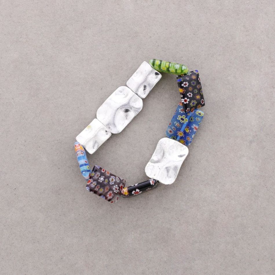 PULSERA CUENTAS METAL CRISTAL