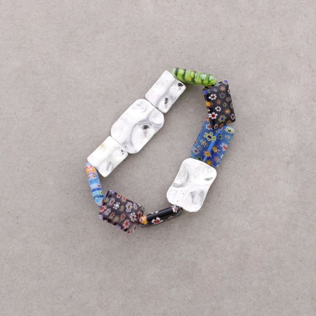 PULSERA CUENTAS METAL CRISTAL
